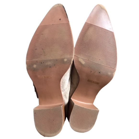 Vintage Y2K Women’s Bee Fly Size 8 Leather Patchwork Pointed Toe Block Heel Mule - Picture 11 of 13